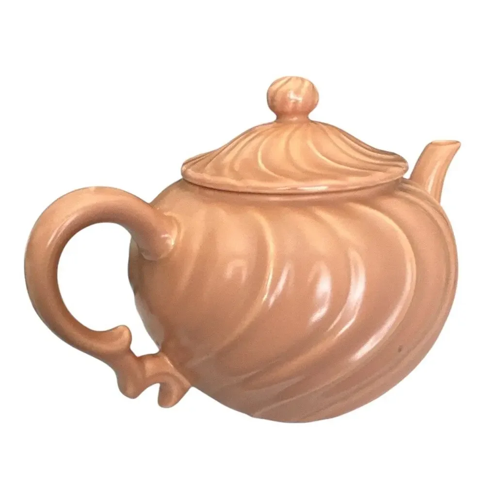 Vintage Franciscan Coronado Swirl Coral Teapot Chip Spout